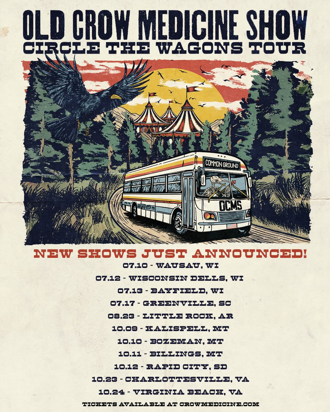 Old Crow Medicine Show Circle The Wagons Tour Poster 2025